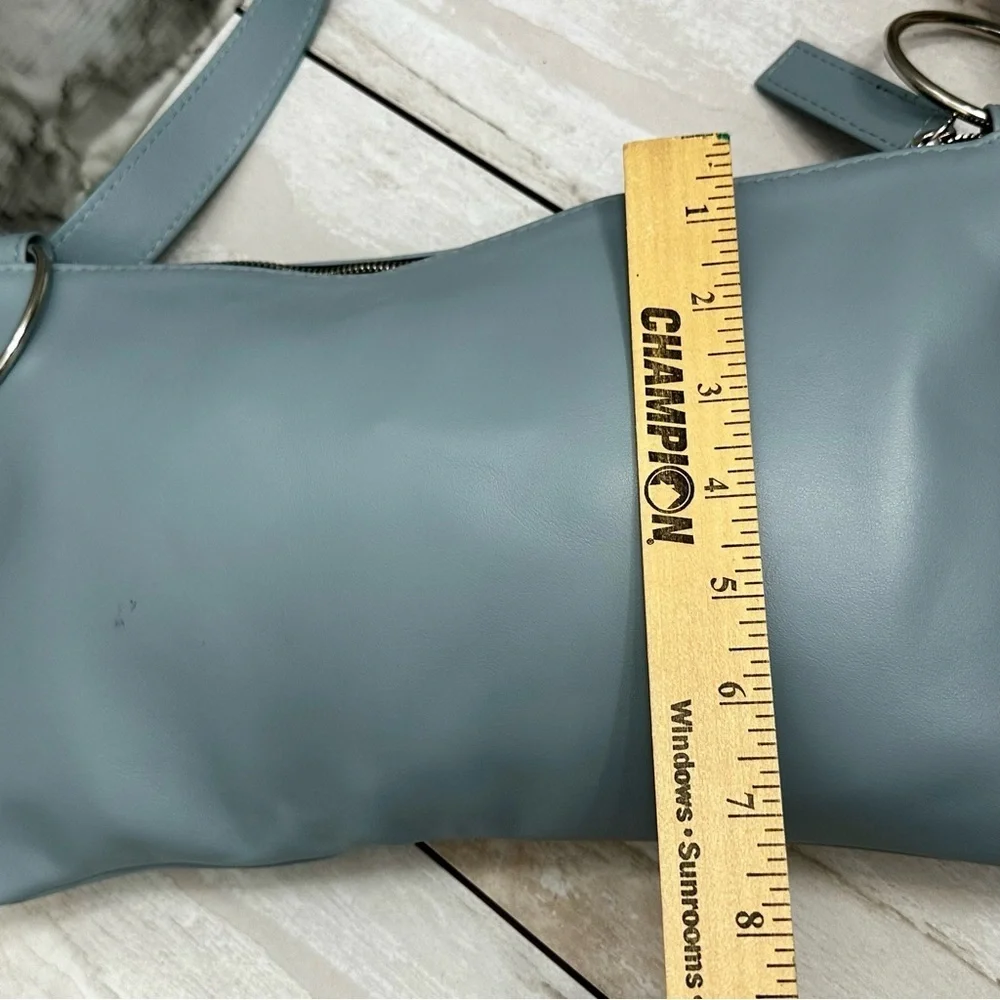 Retropose Handmade Italian Leather Boho Frosty Blue Hobo Bag Coquette Coastal